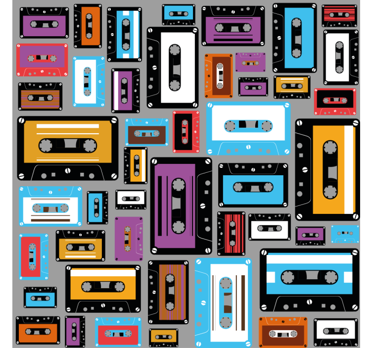 Rolo zavesa za dnevno sobo v retro vzorcu kaset - TenStickers