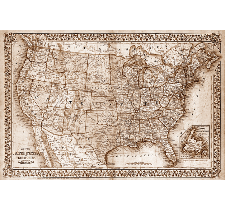 Rolo zavesa za dnevno sobo vintage zemljevid severne amerike - TenStickers