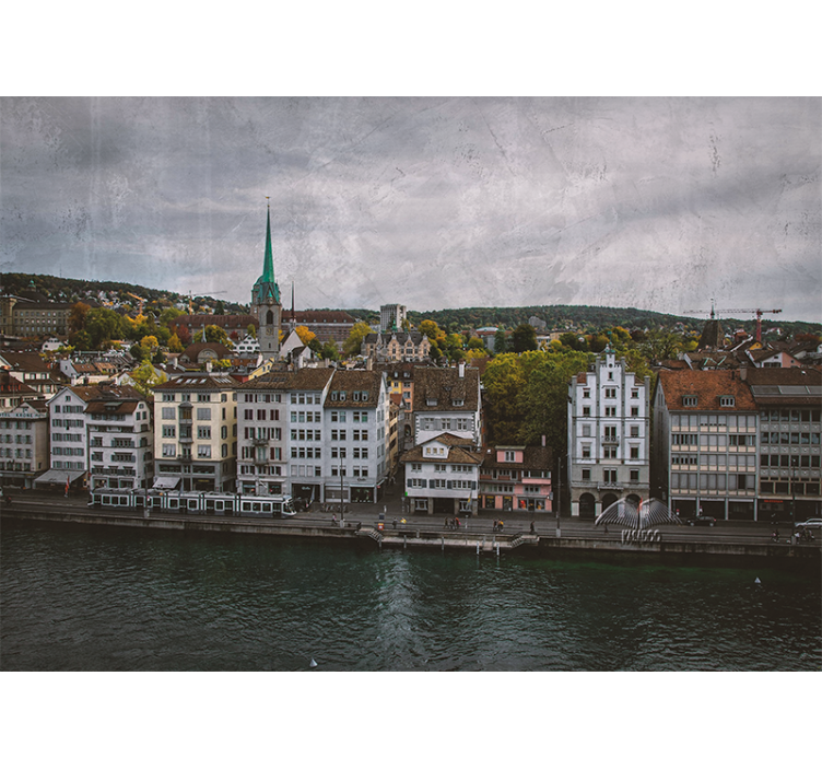 Rolo zavesa za dnevno sobo hiše zürich ob jezeru - TenStickers