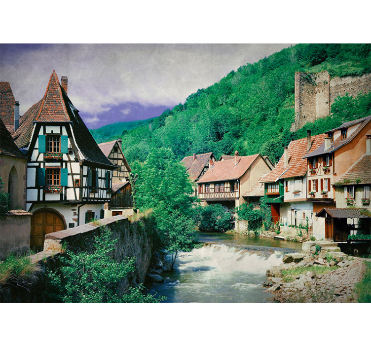 Rolo zavesa za dnevno sobo Čudovito mesto ob reki - TenStickers