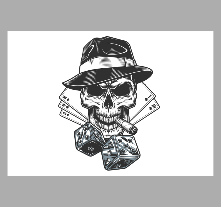 Bela rolo zavesa kartica s kockami in lobanjo - TenStickers