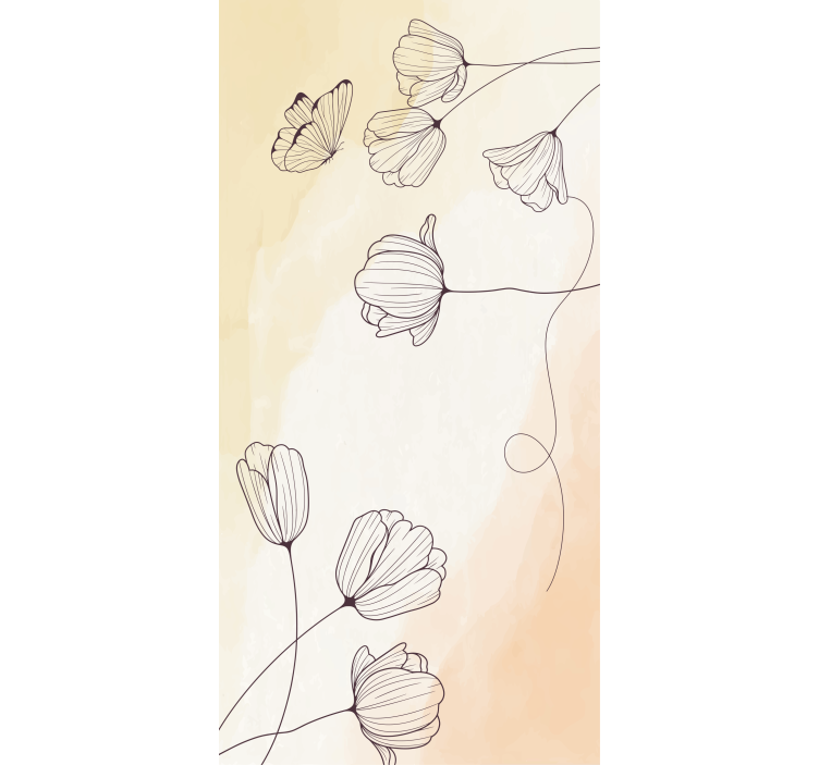 Aquarella floral outline cvetlični senčilo - TenStickers