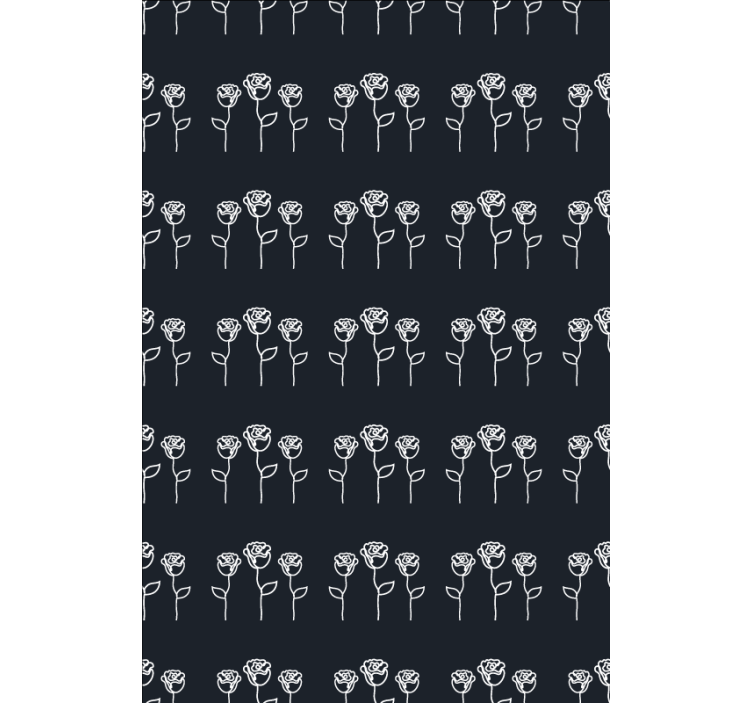 Vzorec črno-bele vrtnice cvetje in rastline senčilo - TenStickers