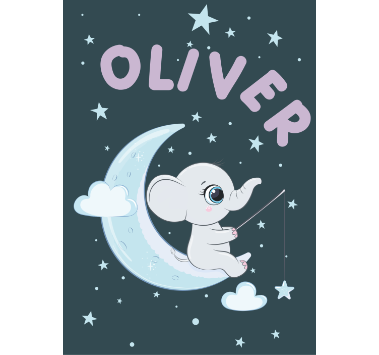 Elephant moon with name rolo zavesa za otroško sobo - TenStickers