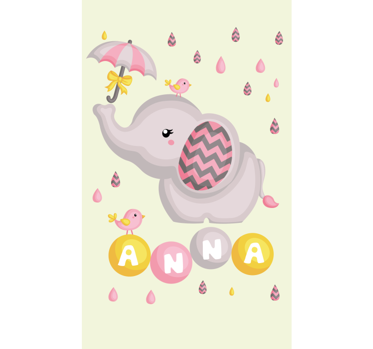 Baby elephant with name and umbrella otroška rolo senčila - TenStickers