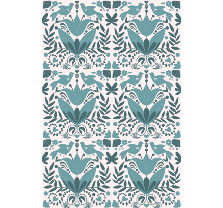 Vzorec z pticami in cvetje ter rastline senčilo - TenStickers