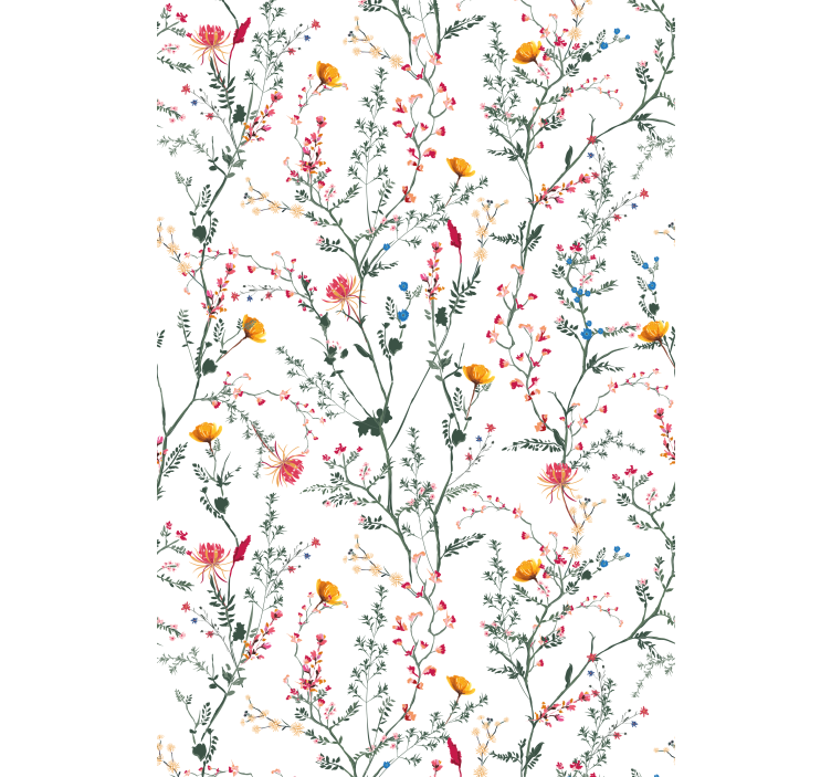 Floral bird pattern cvetje in rastline senčilo - TenStickers