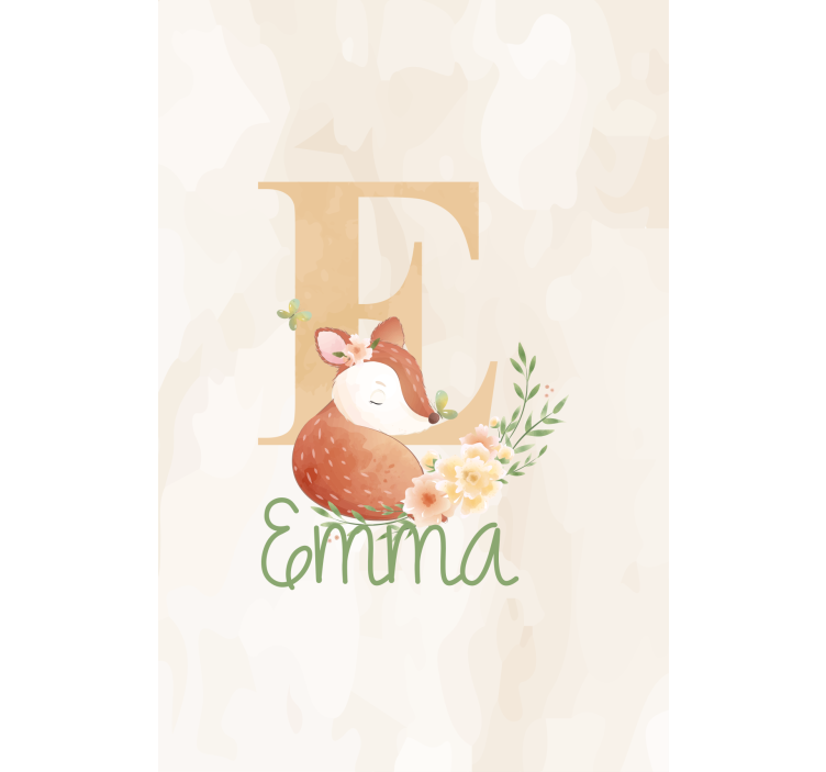 Lisica z začetnico in imenom otroška rolo senčila - TenStickers