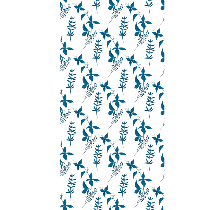 Minimalistic blue tropical pattern z rastlinjem in cvetjem - TenStickers