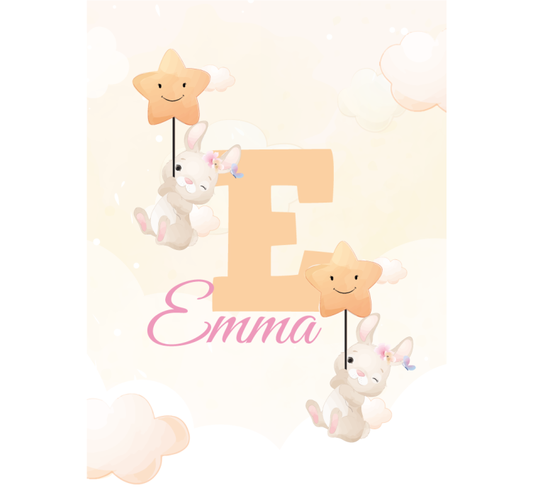 Bunnies with stars with name otroška rolo senčila - TenStickers