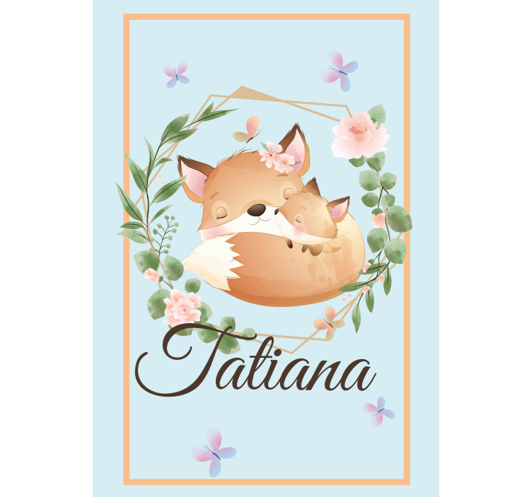 Lisičja družina z imenom otroška rolo senčila - TenStickers