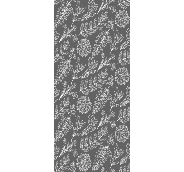 Floral outline pattern cvetje in rastline senčilo - TenStickers