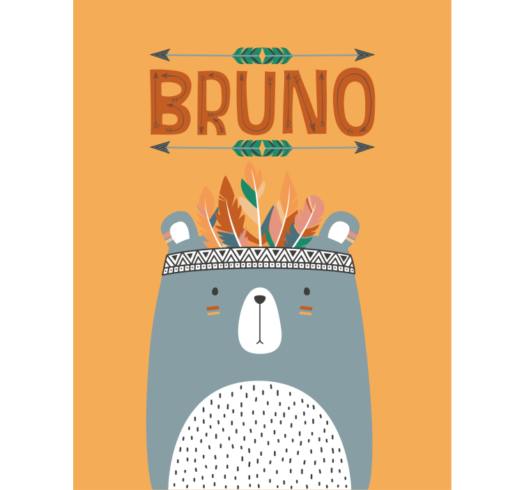 Modri nordijski medved z zaveso z imenom po meri - TenStickers