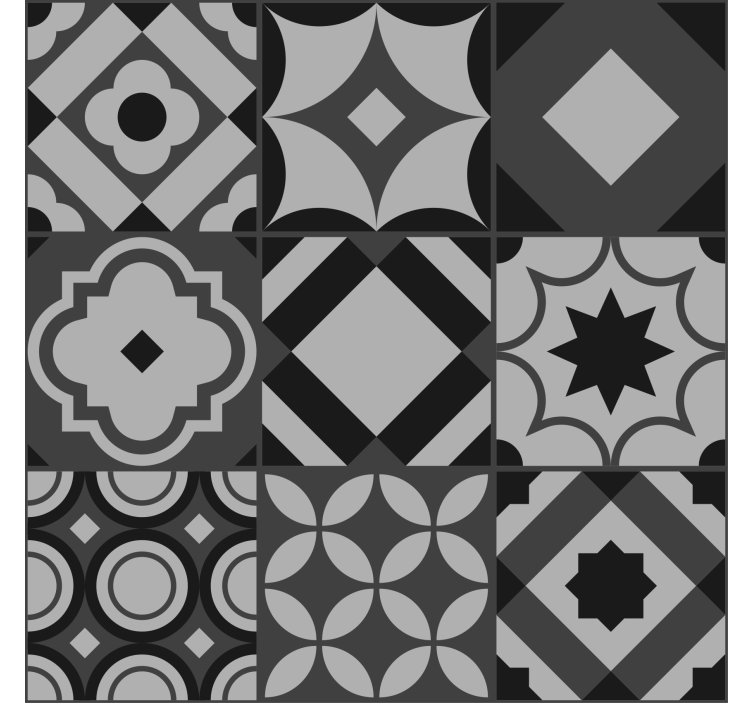 črne ploščice rolo zavesa za kuhinjo - TenStickers