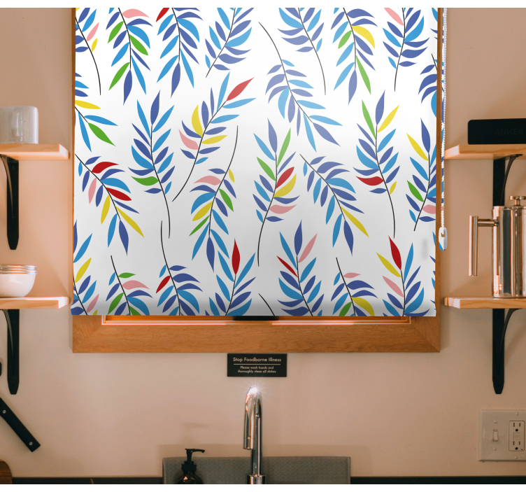 Barvit listnat vzorec cvetja in rastlin senčilo - TenStickers