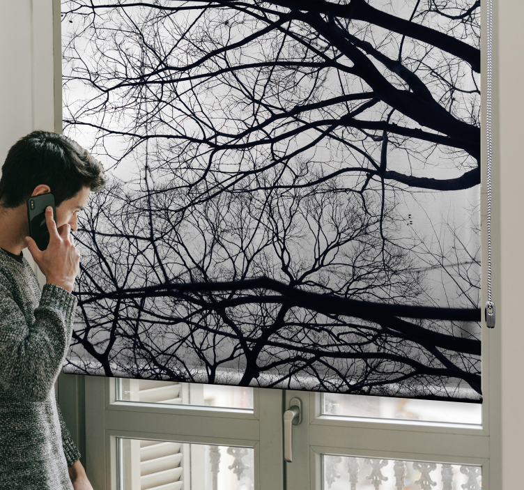 Bela in siva drevesna Roletne - TenStickers