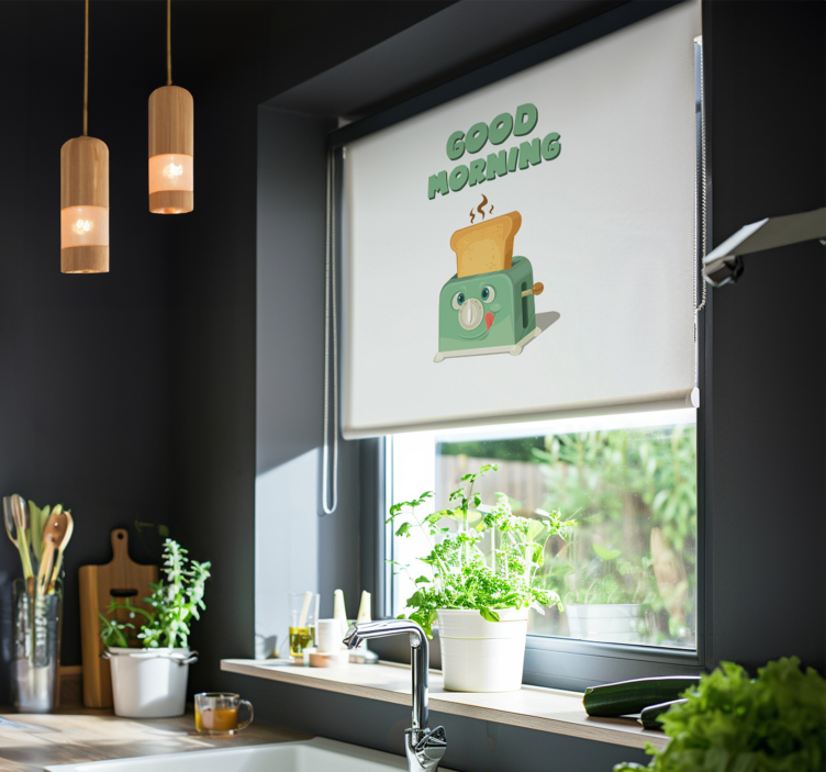 Dobro jutro z toasterjem rolo zavesa za kuhinjo - TenStickers