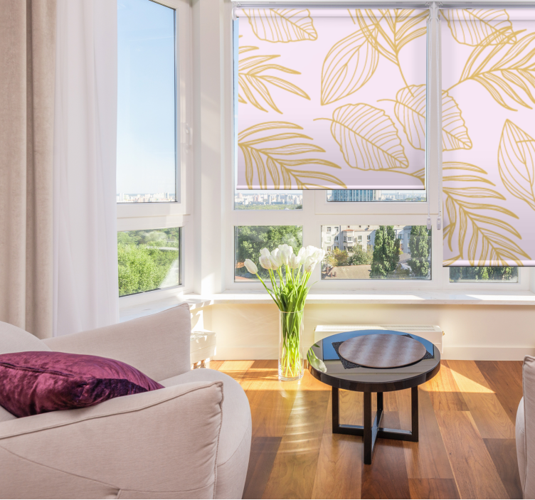 Eleganten vzorec listov rolo zavesa za dnevno sobo - TenStickers