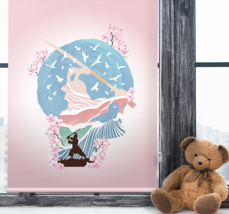 Elegantna samurajska silhueta vzorčeni senčilo - TenStickers