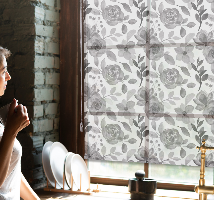 Elegantno sivo cvetje cvetlični senčilo - TenStickers