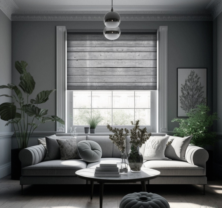 Lesena temno siva rustikalna zavesa - TenStickers