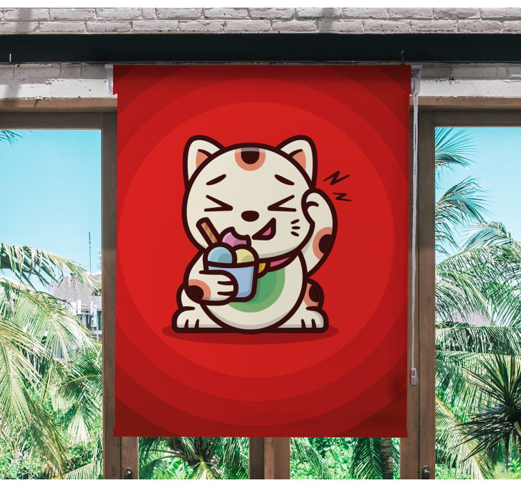 Mačka uživa priboljške zabavno senčilo - TenStickers