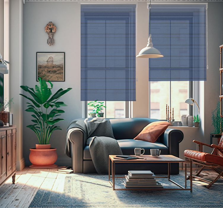 Modre črte rolo zavesa za dnevno sobo - TenStickers