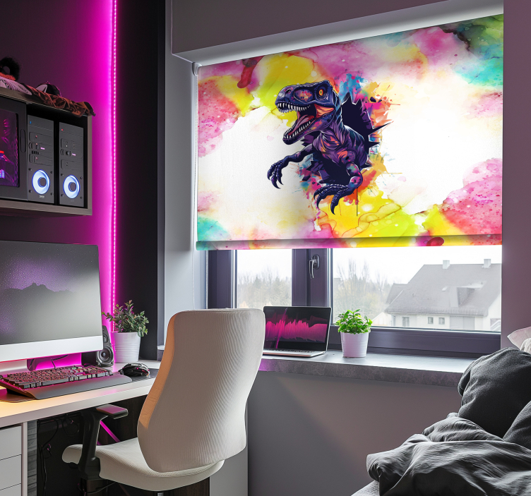 Nasičene barve velociraptor dinosavrska senčila za okno - TenStickers