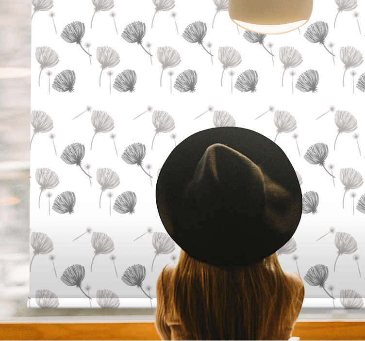 Nežno siv vzorec cvetje in rastline senčilo - TenStickers