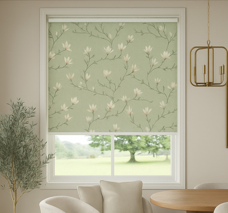 Olive tone blooming branches rolo zavese za jedilnico - TenStickers