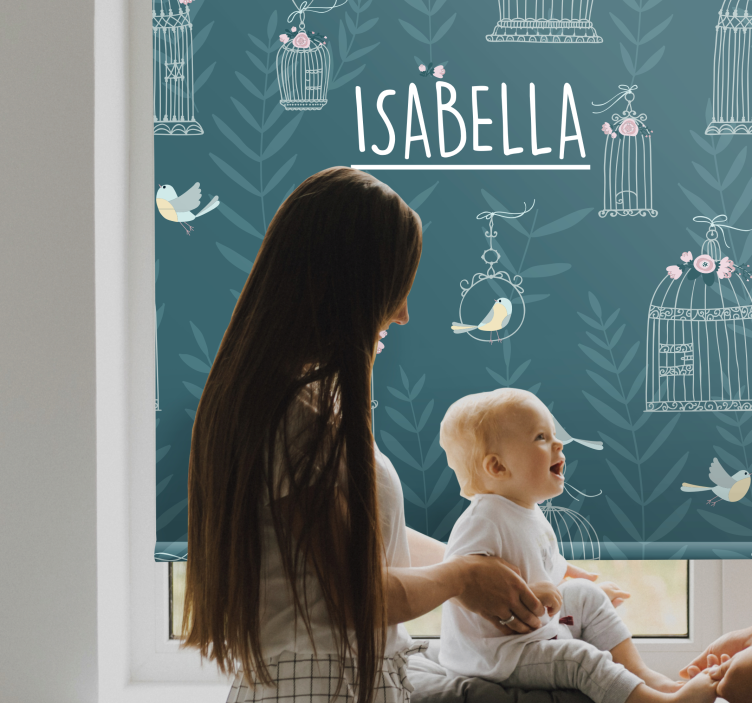 Ptičje kletke in flora z imenom otroška rolo senčila - TenStickers