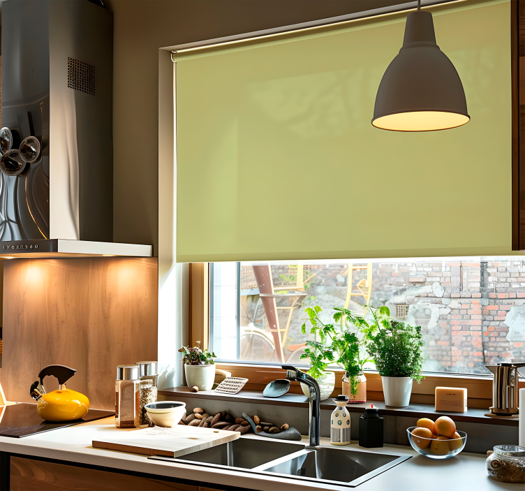 Ravni olivni odtenki moderno zeleno rolo zaveso - TenStickers