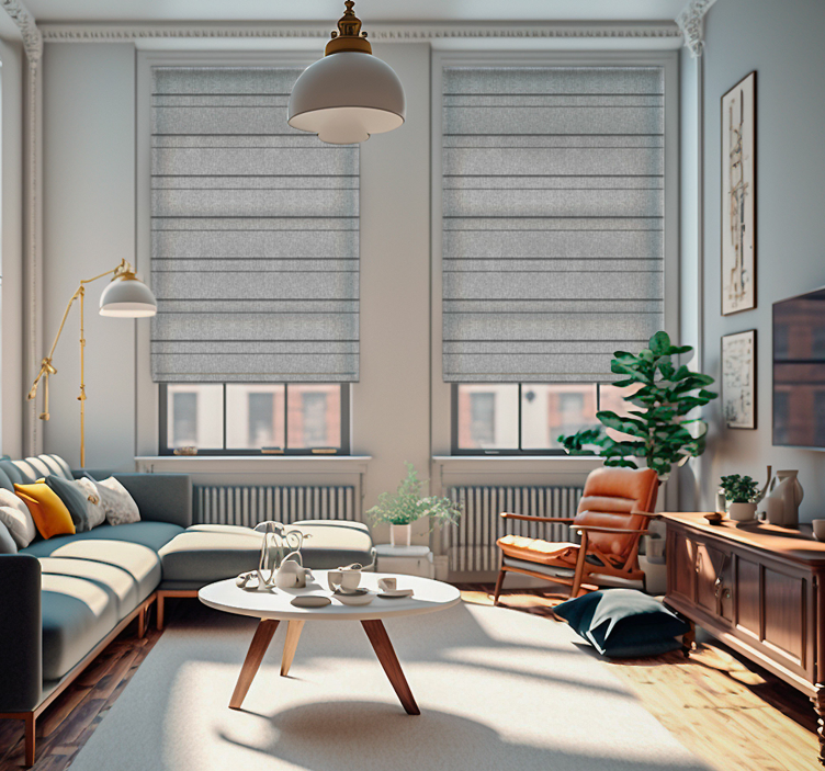 Sive pikeSive črtice rolo zavesa za dnevno sobo - TenStickers