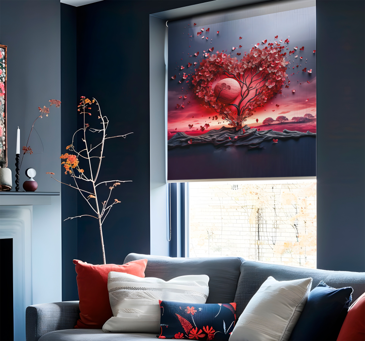 Srčno drevo romantična rolo zavesa - TenStickers