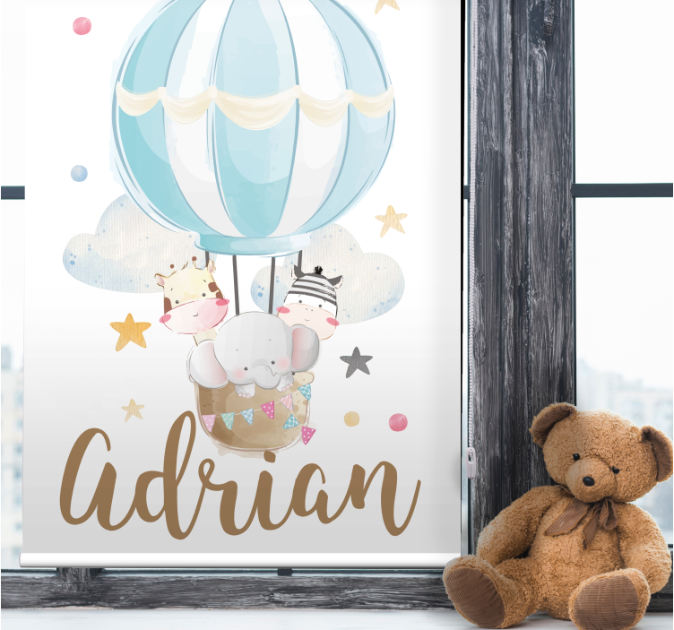 živali na balonu s Roletami zvezdami in oblaki - TenStickers