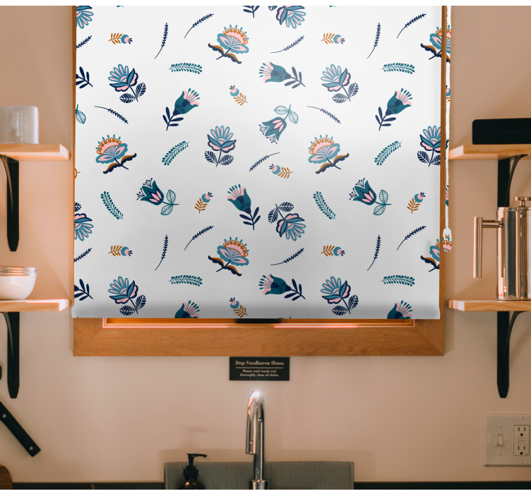 Modri motiv ljudske umetnosti cvetlični senčilo - TenStickers