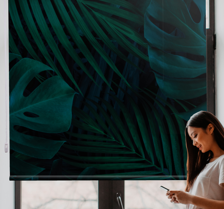 Vzorci tropskih listov gred rolo senčilo - TenStickers