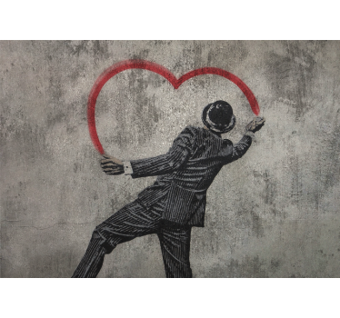 Sivo rolo zaveso banksy srčno grafitno delo - TenStickers