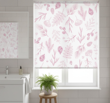 Rolo zavesa za kopalnico bel ozadje s pink borom - TenStickers