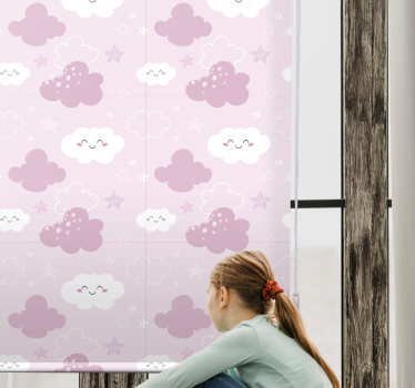 Roza tapeta z belimi roletami - TenStickers