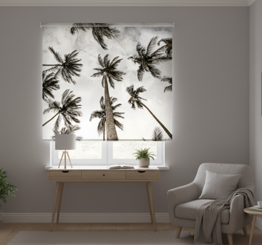 Sivo rolo zaveso fotografija palm v nizkem kotu - TenStickers