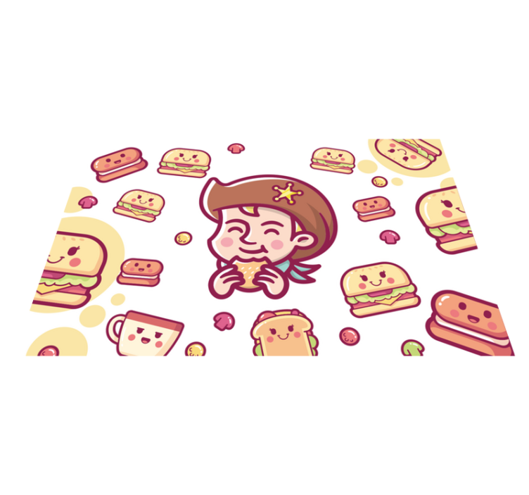 Cheerful kid enjoying burgers na otroškem pogrinjku - TenStickers