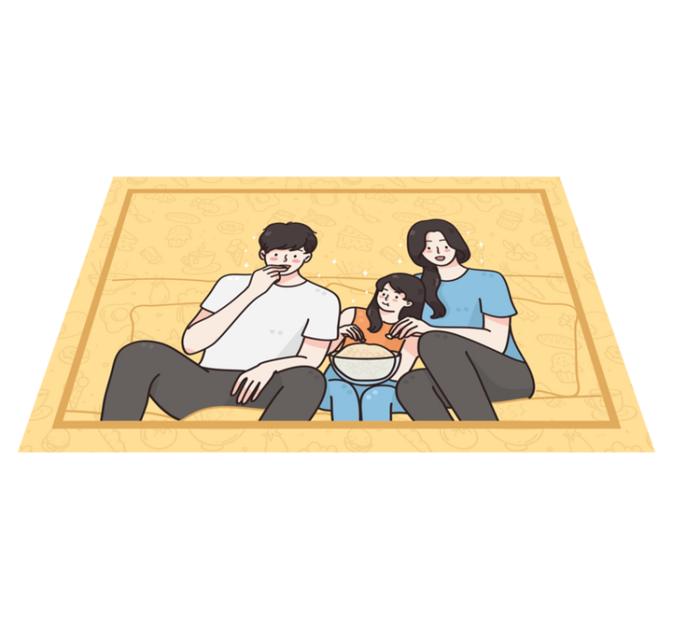 Family enjoying snacks otroški pogrinjek za mizo - TenStickers