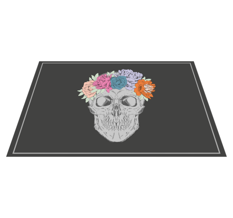 Skull floral crown izvirna jedilna podloga - TenStickers