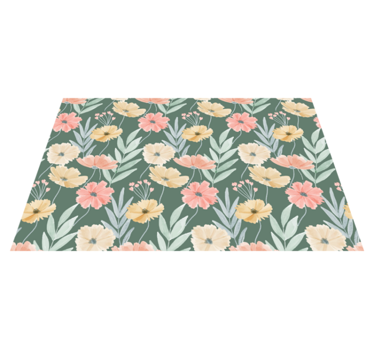 Floral pattern with green background izvirna jedilna podloga - TenStickers
