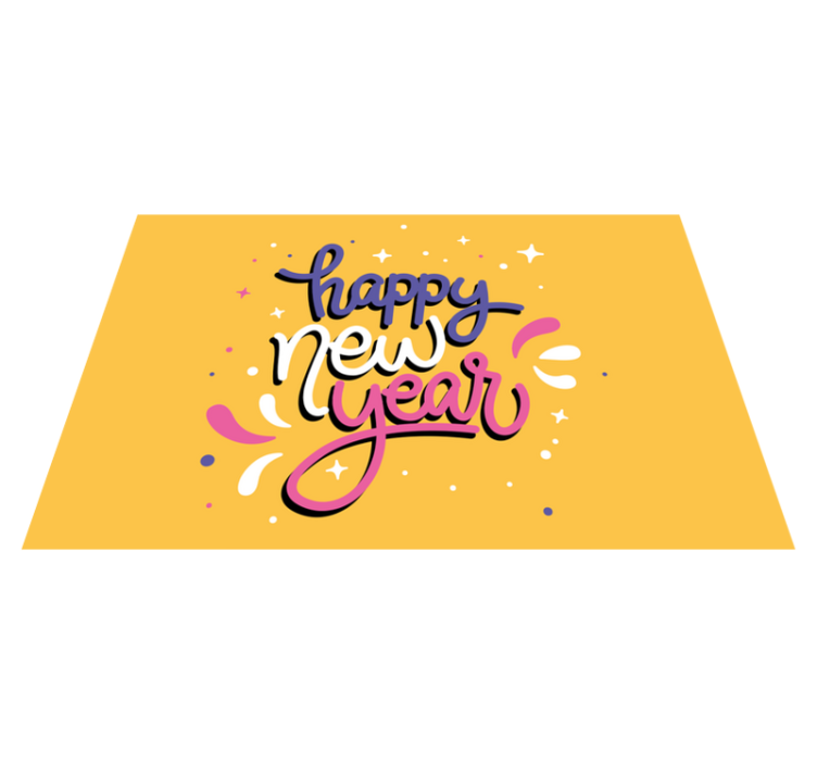 Happy new year typography božični pogrinec - TenStickers