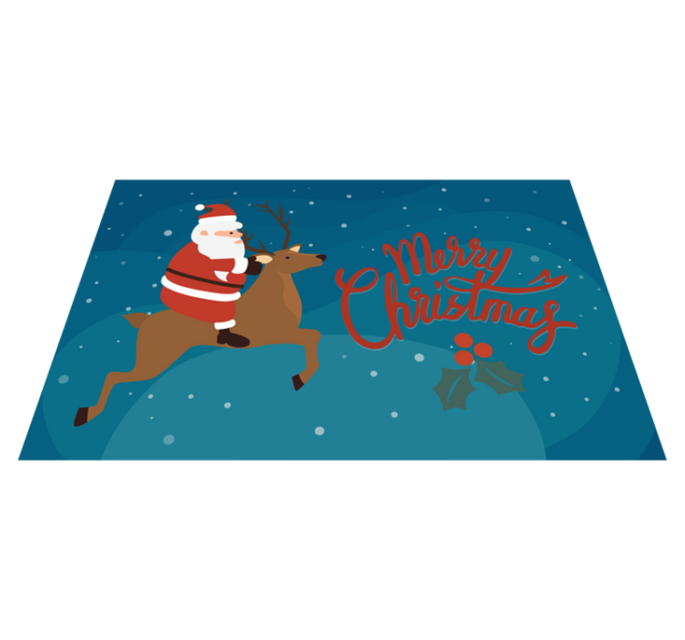 Santa riding reindeer božična pogrinjek set - TenStickers