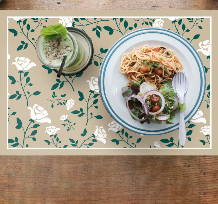 Elegantni pogrinjki z belim starinskim vzorcem vrtnic - TenStickers