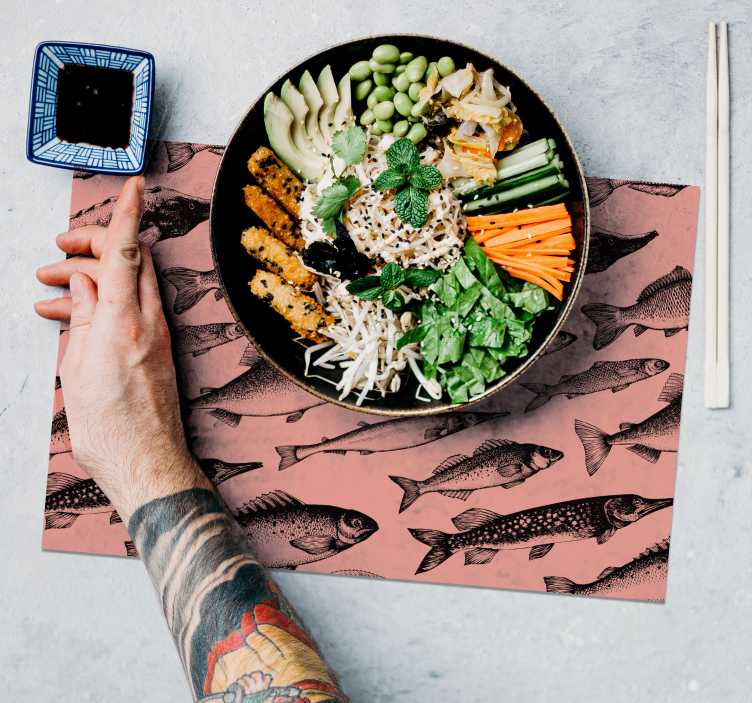 Ročno narisane ribje vinilne ploščice - TenStickers