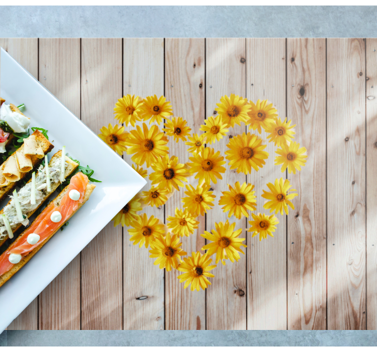 Srčkana marjetica na teksturi lesa elegantni pogrinjki - TenStickers